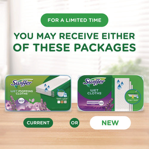 Image of Swiffer® Sweeper TRAP + LOCK Wet Mop Cloth, 8 x 10, White, Lavender Scent, 38/Pack