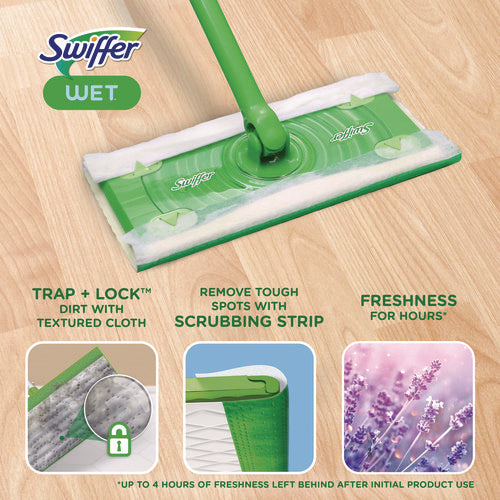 Image of Swiffer® Sweeper TRAP + LOCK Wet Mop Cloth, 8 x 10, White, Lavender Scent, 38/Pack