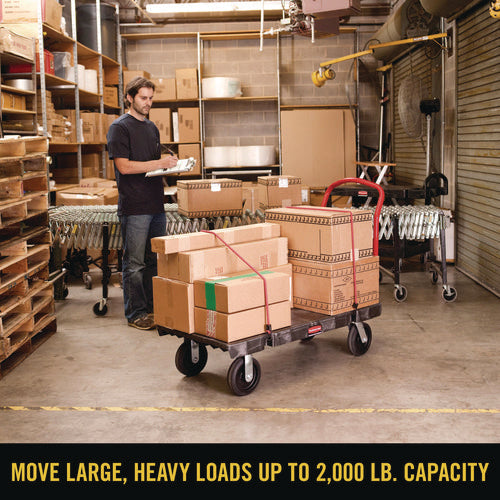 Image of Rubbermaid® Commercial Heavy-Duty Platform Truck Cart, 2,000 Lb Capacity, 24 X 48 Platform, Black