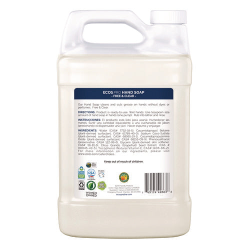 Image of ECOS® PRO Liquid Hand Soap, Free and Clear, 1 gal, 4/Carton