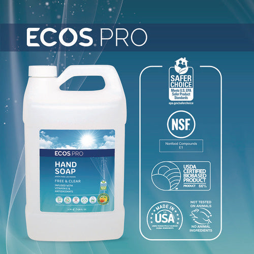 Image of ECOS® PRO Liquid Hand Soap, Free and Clear, 1 gal, 4/Carton