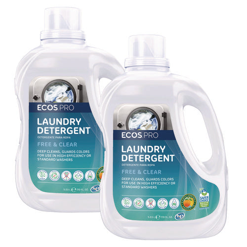 Image of ECOS® PRO Laundry Detergent Liquid, Free and Clear, 170 oz Jug, 2/Carton