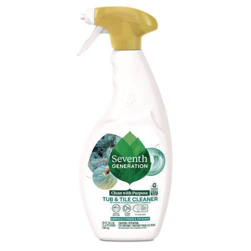 Image of Seventh Generation® Professional Tub and Tile Cleaner, Emerald Cypress and Fir Scent, 26 oz Spray Bottle, 8/Carton