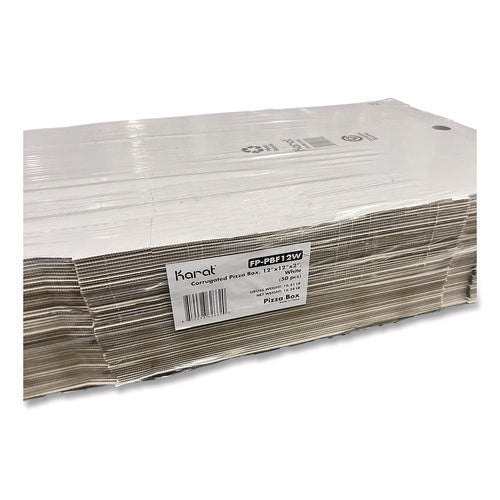 Image of Karat® Corrugated Paper Boxes, 12 x 12 x 1.97, White/Brown, 50/Carton