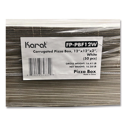 Image of Karat® Corrugated Paper Boxes, 12 x 12 x 1.97, White/Brown, 50/Carton