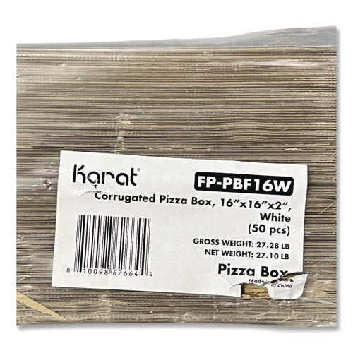 Image of Karat® Corrugated Paper Boxes, 16 x 16 x 1.97, White/Brown, 50/Carton