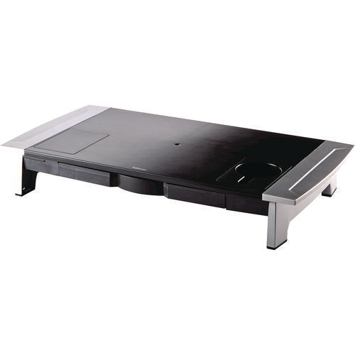Image of Fellowes® Office Suites Premium Monitor Riser, 27" X 14" X 4" To 6.5", Black/silver
