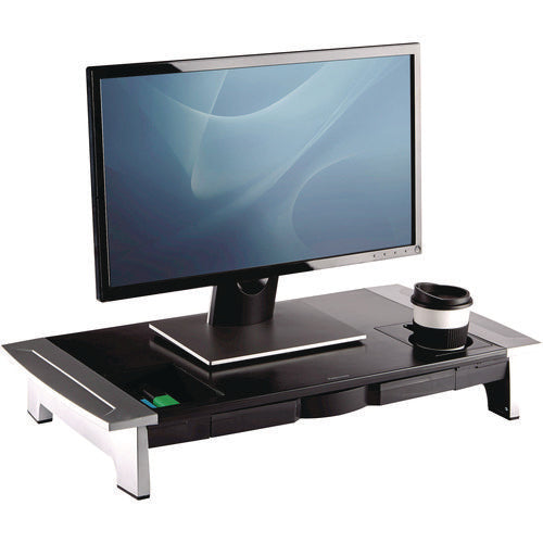 Image of Fellowes® Office Suites Premium Monitor Riser, 27" X 14" X 4" To 6.5", Black/silver