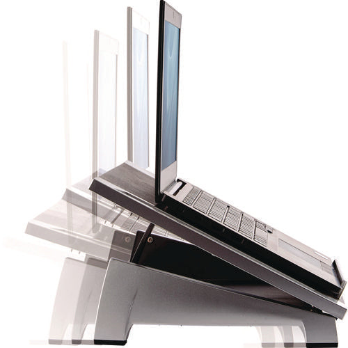 Image of Fellowes® Office Suites Laptop Riser, 15.13" X 11.38" X 4.5" To 6.5", Black/silver, Supports 10 Lbs
