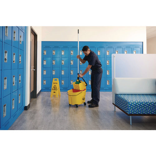 Image of Rubbermaid® Commercial Caution Wet Floor Sign, 11 X 12 X 25, Bright Yellow, 6/carton