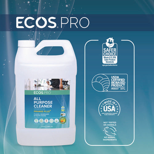 Image of ECOS® PRO Orange Plus All-Purpose Cleaner and Degreaser, Citrus Scent, 1 gal Bottle, 4/Carton