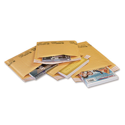 Image of Sealed Air Jiffylite Self-Seal Bubble Mailer, #00, Barrier Bubble Air Cell Cushion, Self-Adhesive Closure, 5 x 10, Brown Kraft, 250/CT