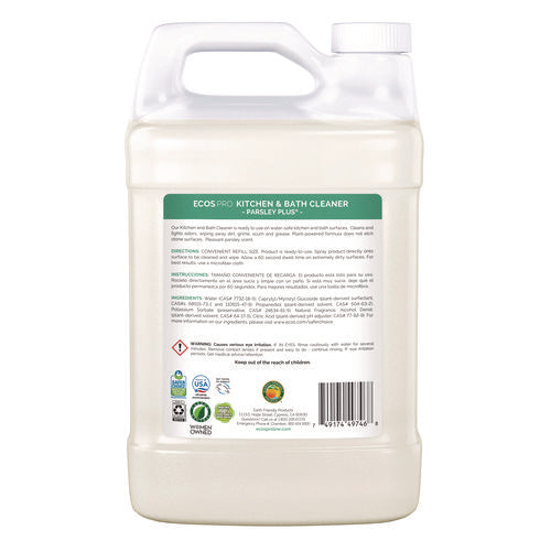 Image of ECOS® PRO Parsley Plus All-Purpose Kitchen and Bathroom Cleaner, Herbal Scent, 1 gal Bottle, 4/Carton