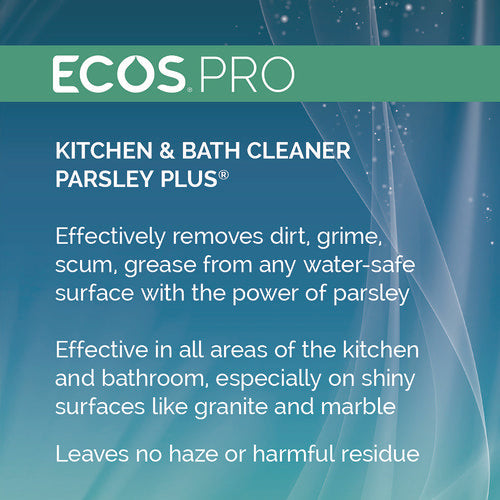 Image of ECOS® PRO Parsley Plus All-Purpose Kitchen and Bathroom Cleaner, Herbal Scent, 1 gal Bottle, 4/Carton