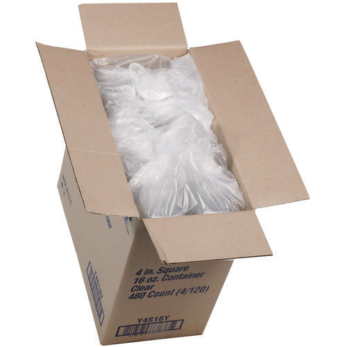 Image of Pactiv Evergreen PET Square Container, 16 oz, 4 x 4 x 3, Clear, Plastic, 480/Carton