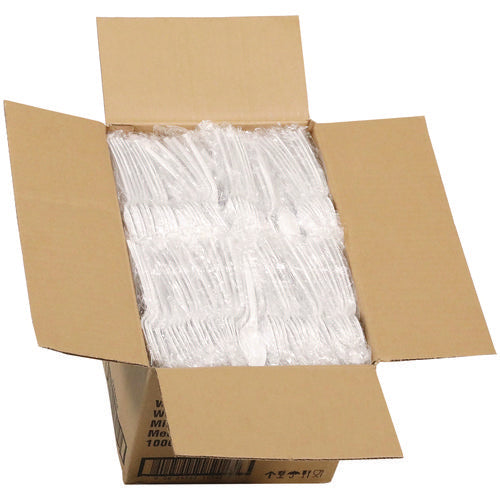Image of Pactiv Evergreen Fieldware Cutlery, Individually Wrapped, Mediumweight Spoon, Plastic, White, 1,000/Carton