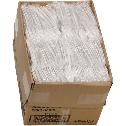 Image of Pactiv Evergreen Fieldware Cutlery, Individually Wrapped, Mediumweight Spoon, Plastic, White, 1,000/Carton