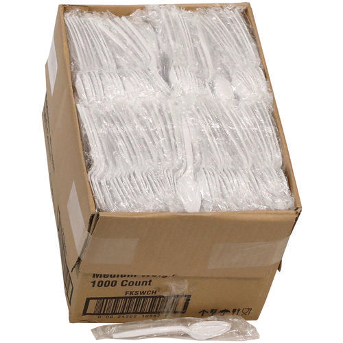 Image of Pactiv Evergreen Fieldware Cutlery, Individually Wrapped, Mediumweight Spoon, Plastic, White, 1,000/Carton