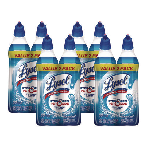 Image of LYSOL® Brand Toilet Bowl Cleaner With Hydrogen Peroxide, Ocean Fresh, 24 Oz Angle Neck Bottle, 2/pack, 4 Packs/carton