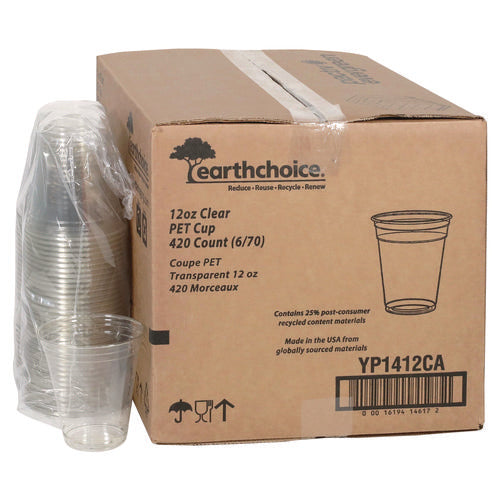 Image of Pactiv Evergreen RPET Cold Cup, 12 oz, Plastic, Clear, 420/Carton