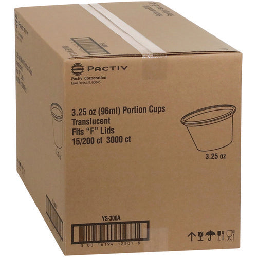 Image of Pactiv Evergreen Plastic Portion Cup, 3.25 oz, Translucent, 3,000/Carton