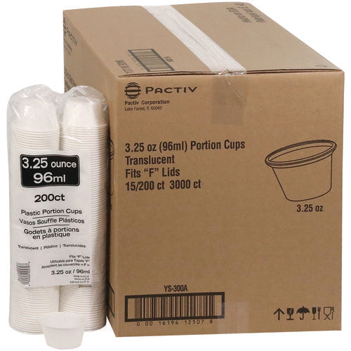 Image of Pactiv Evergreen Plastic Portion Cup, 3.25 oz, Translucent, 3,000/Carton