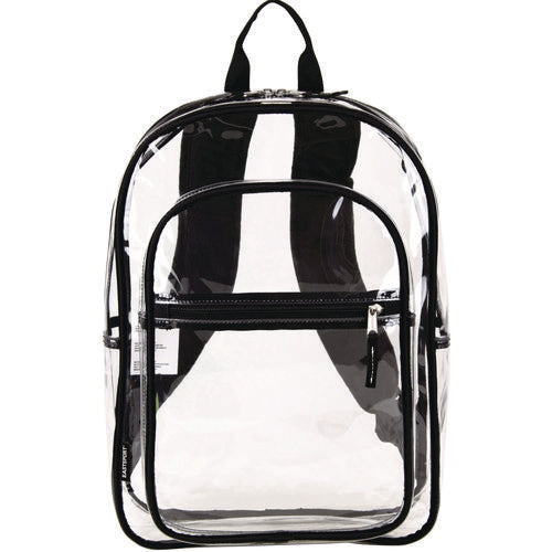 Image of Eastsport® Clear with Color Trim Backpack, 11.5" x 5" x 16.5", Clear/Black