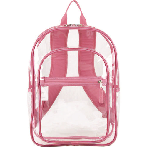Image of Eastsport® Clear with Color Trim Backpack, 11.5" x 5" x 16.5", Clear/Pink