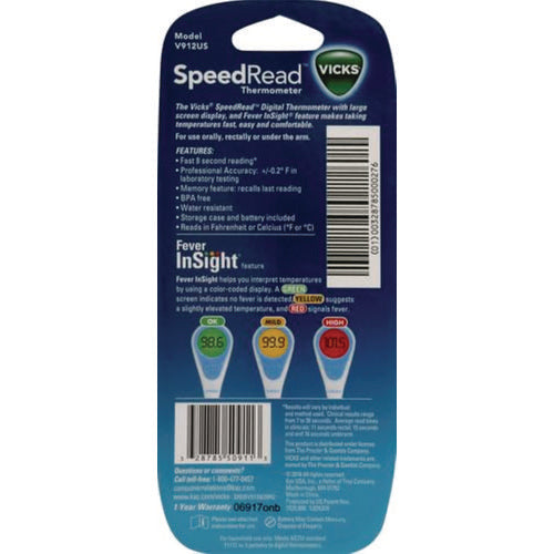 Image of Vicks® SPEEDREAD DIGITAL THERMOMETER WITH FEVER INSIGHT, WHITE/BLUE