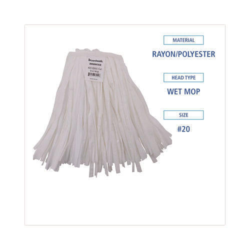 Image of Boardwalk® Cut-End Wet Mop Head, Rayon/polyester, Non-Woven, White, 20oz
