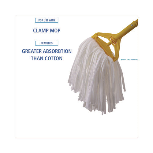 Image of Boardwalk® Cut-End Wet Mop Head, Rayon/polyester, Non-Woven, White, 20oz