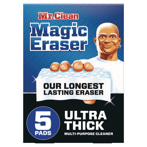Image of Mr. Clean® Magic Eraser, Ultra-Thick, 4.6" x 2.3", 1.2" Thick, White, 5/Pack, 2 Packs/Carton