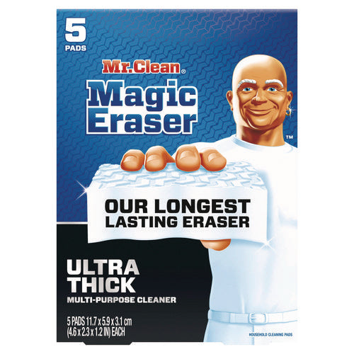 Image of Mr. Clean® Magic Eraser, Ultra-Thick, 4.6" x 2.3", 1.2" Thick, White, 5/Pack, 2 Packs/Carton