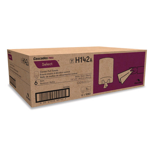 Image of Cascades PRO Select Center-Pull Paper Towels, 2-Ply, 7.31 x 10, White, 1,080/Roll, 6 Rolls/Carton