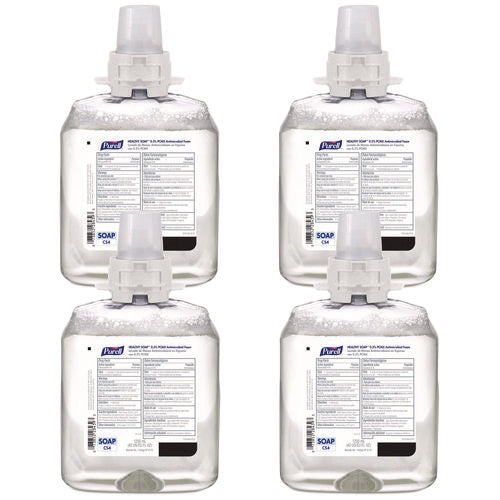 Image of PURELL® Healthcare HEALTHY SOAP 0.5% PCMX Antimicrobial Foam Refill, For CS4 Dispensers, Fragrance-Free, 1,250 mL, 4/Carton