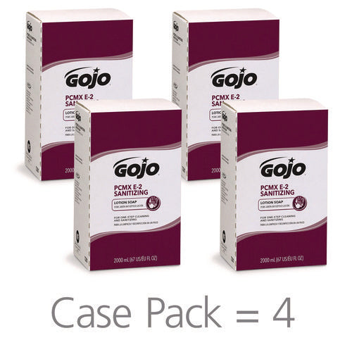 Image of GOJO® E2 Sanitizing Lotion Soap with PCMX Refill, For Pro TDX Dispenser, Fragrance-Free, 2,000 mL, 4/Carton