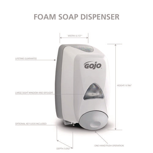Image of GOJO® Fmx-12 Soap Dispenser, 1,250 Ml, 6.12 X 5.13 X 10.5, Gray/white