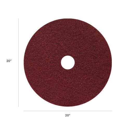 Image of Americo® Black Diamond 400 Heavy-Duty Cleaning Pad, 20" Diameter, 400 Grit, Black/Red, 2/Carton