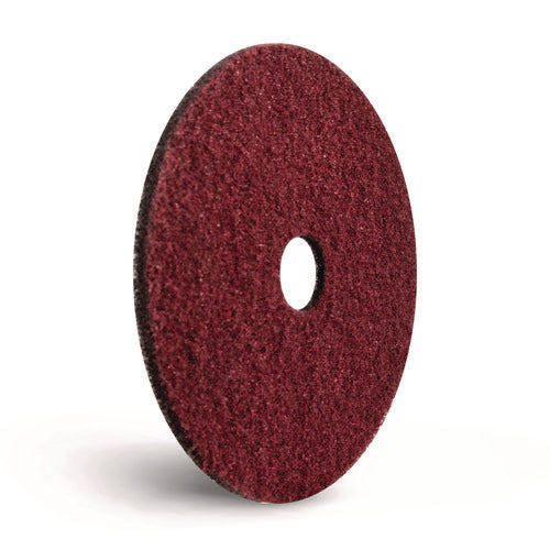 Image of Americo® Black Diamond 400 Heavy-Duty Cleaning Pad, 20" Diameter, 400 Grit, Black/Red, 2/Carton