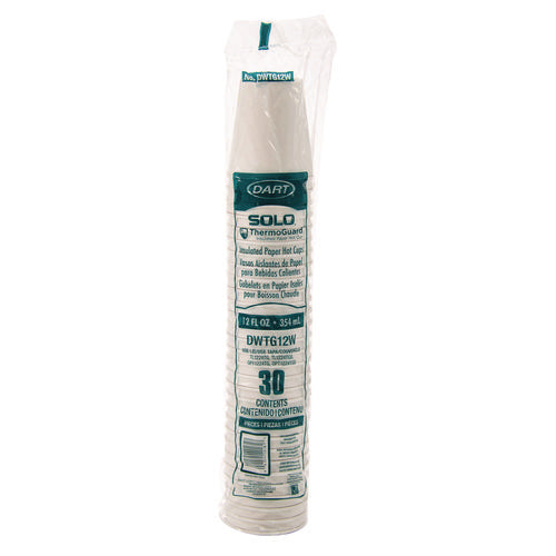 Image of SOLO® Thermoguard Insulated Paper Hot Cups, 12 oz, White Sustainable Forest Design, 600/Carton
