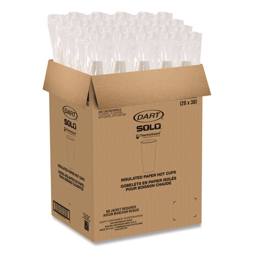 Image of SOLO® Thermoguard Insulated Paper Hot Cups, 20 oz, White Sustainable Forest Design, 600/Carton