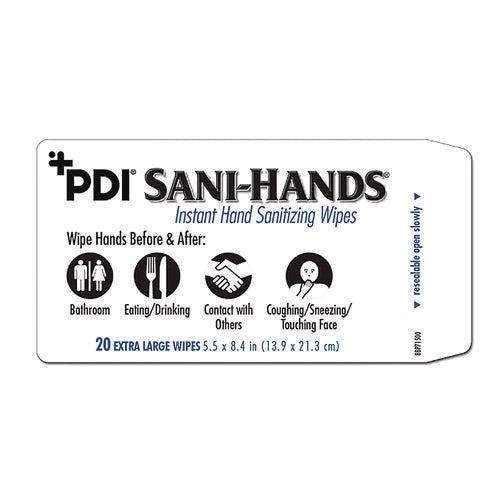 Image of Sani Professional® PDI Sani-Hands Instant Hand Sanitizing Wipes, 7.5 x 6, Unscented, White, 220/Canister, 6 Canisters/Carton