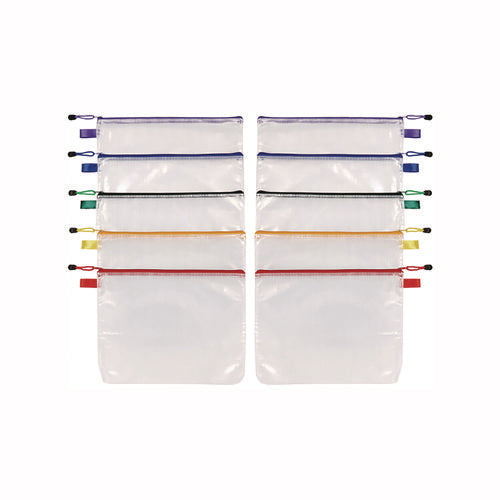 Image of Oxford Poly Travel Pouch Set, 13.19" x 10.44", Assorted Colors, 10/Pack