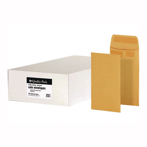 Image of Quality Park Redi-Seal Coin and Small Parts Envelope, #5, Square Flap, Redi-Seal Adhesive Closure, 3.13 x 5.25, Brown Kraft, 500/Box
