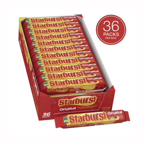Image of Starburst® Original Fruit Chews, Cherry; Lemon; Orange; Strawberry, 12 Pieces/Pack, 36 Packs/Box