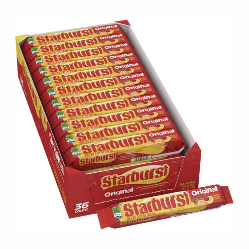 Image of Starburst® Original Fruit Chews, Cherry; Lemon; Orange; Strawberry, 12 Pieces/Pack, 36 Packs/Box