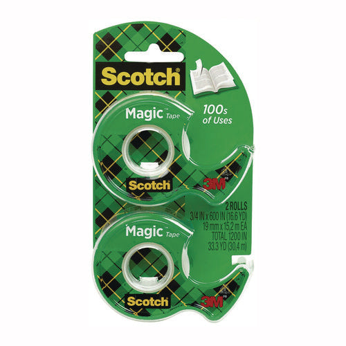 Image of Scotch® Magic Tape in Handheld Dispenser, 1" Core, 0.75" x 50 ft, Clear, 2/Pack