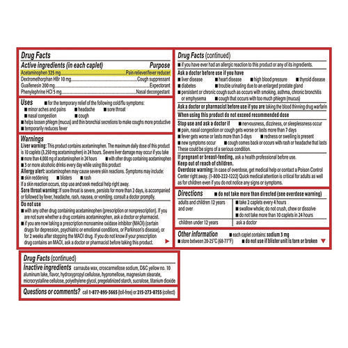 Image of Tylenol® Cold + Flu Severe Caplets, 2/Pack, 30 Packs/Box
