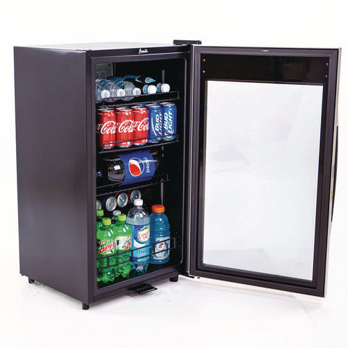 Image of Avanti 3 Cu. Ft. Refrigerator/beverage Cooler, 18.75 X 19.5 X 33.75, Black/stainless Steel Framed Glass Door