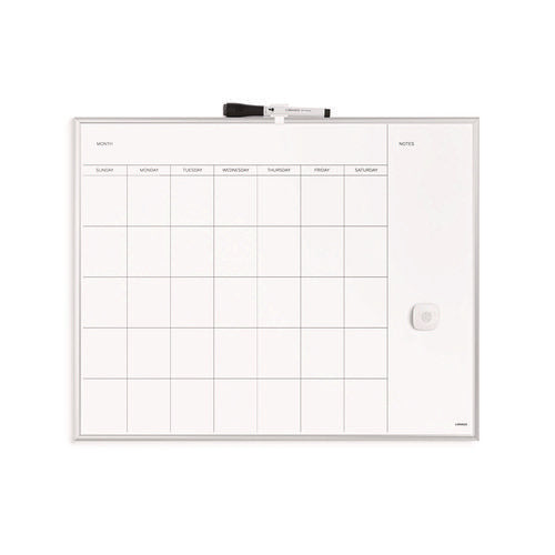 Image of U Brands Magnetic Dry Erase Board, Monthly Planning/Scheduling Calendar, 20" x 16", White Surface, Satin Aluminum Frame